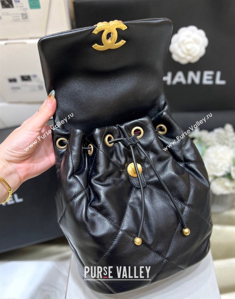 Chanel Shiny Lambskin Chanel 19 Backpack Bag AS4223 Black 2024 (ORIGINAL QUALITY) (shunyang-23112203)