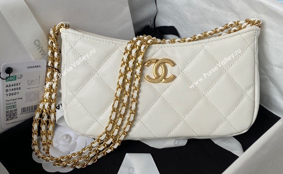 Chanel Grained Calfskin Chain Small Shoulder Bag AS4597 White 2024 (jiyuan-23112240)
