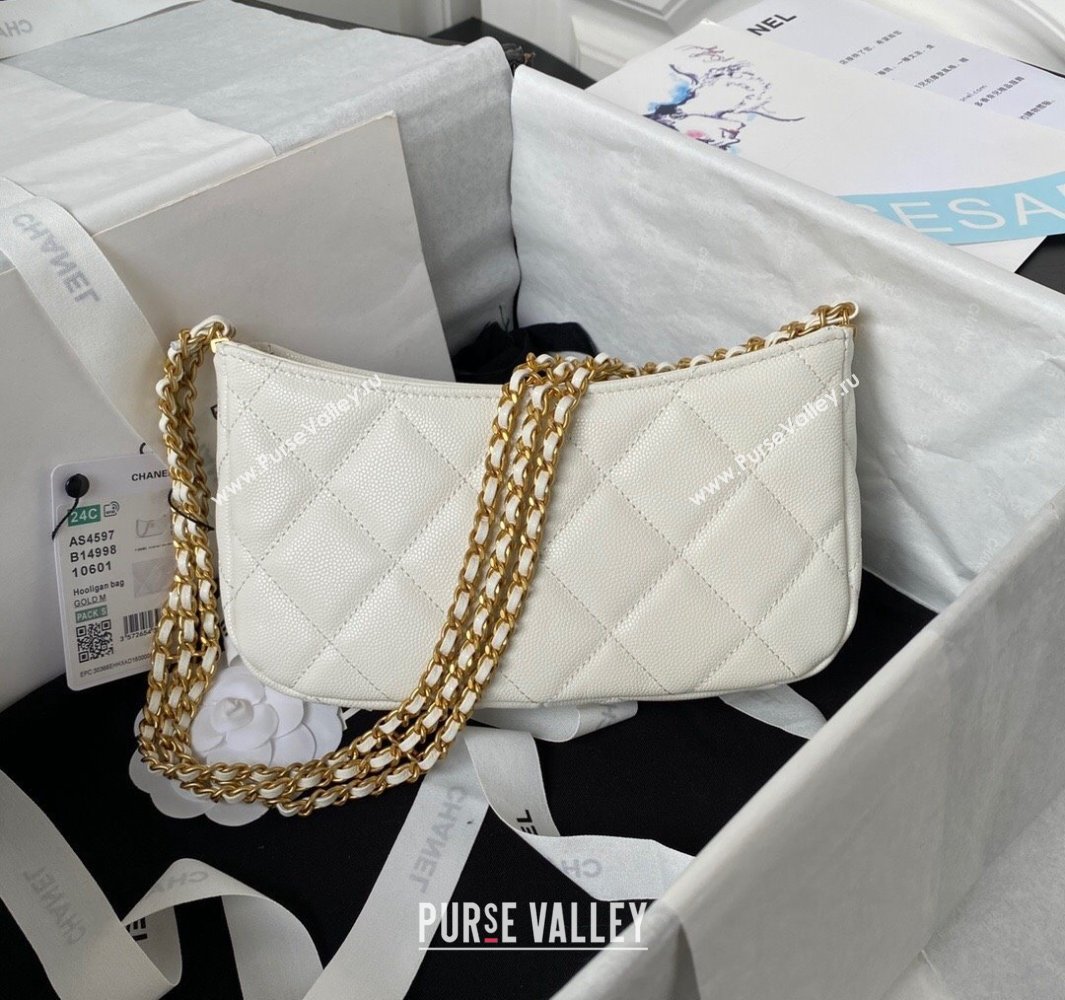 Chanel Grained Calfskin Chain Small Shoulder Bag AS4597 White 2024 (jiyuan-23112240)