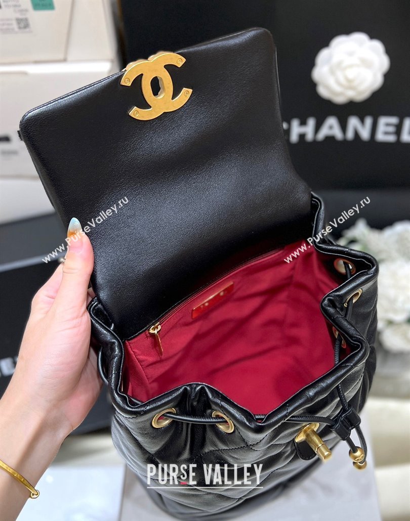 Chanel Shiny Lambskin Chanel 19 Backpack Bag AS4223 Black 2024 (ORIGINAL QUALITY) (shunyang-23112203)