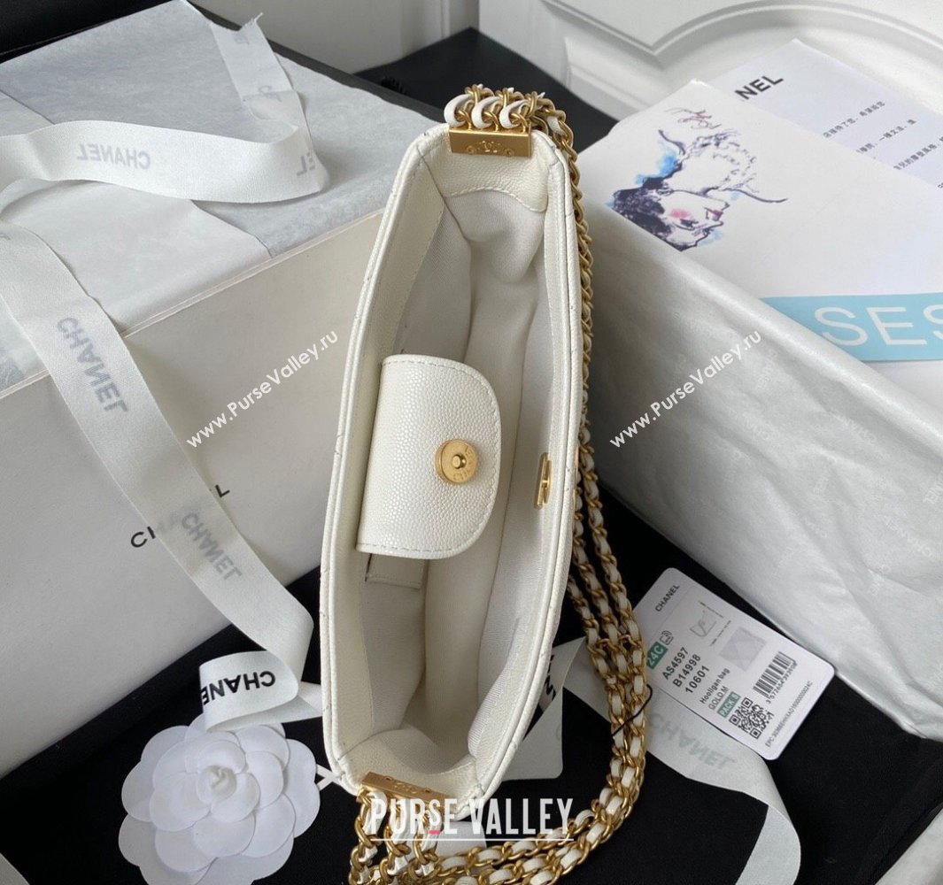 Chanel Grained Calfskin Chain Small Shoulder Bag AS4597 White 2024 (jiyuan-23112240)