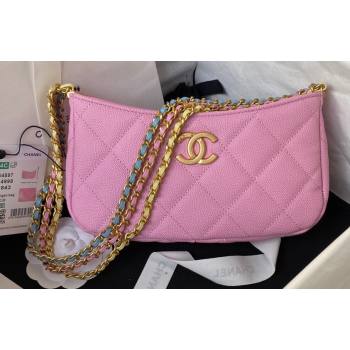 Chanel Grained Calfskin Chain Small Shoulder Bag AS4597 Pink 2024 (jiyuan-23112241)