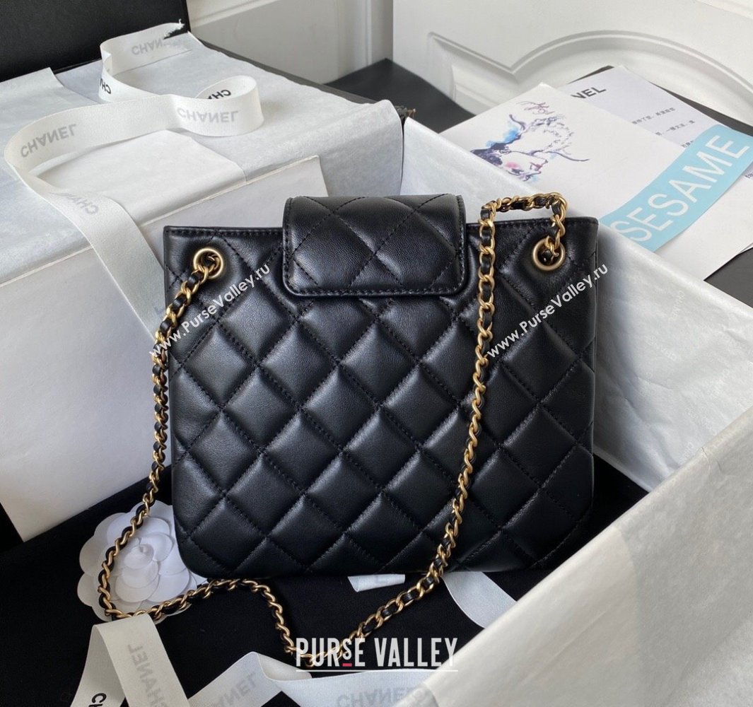 Chanel Lambskin Gold-Tone Metal Shopping Bag AS4596 Black 2024 (jiyuan-23112213)