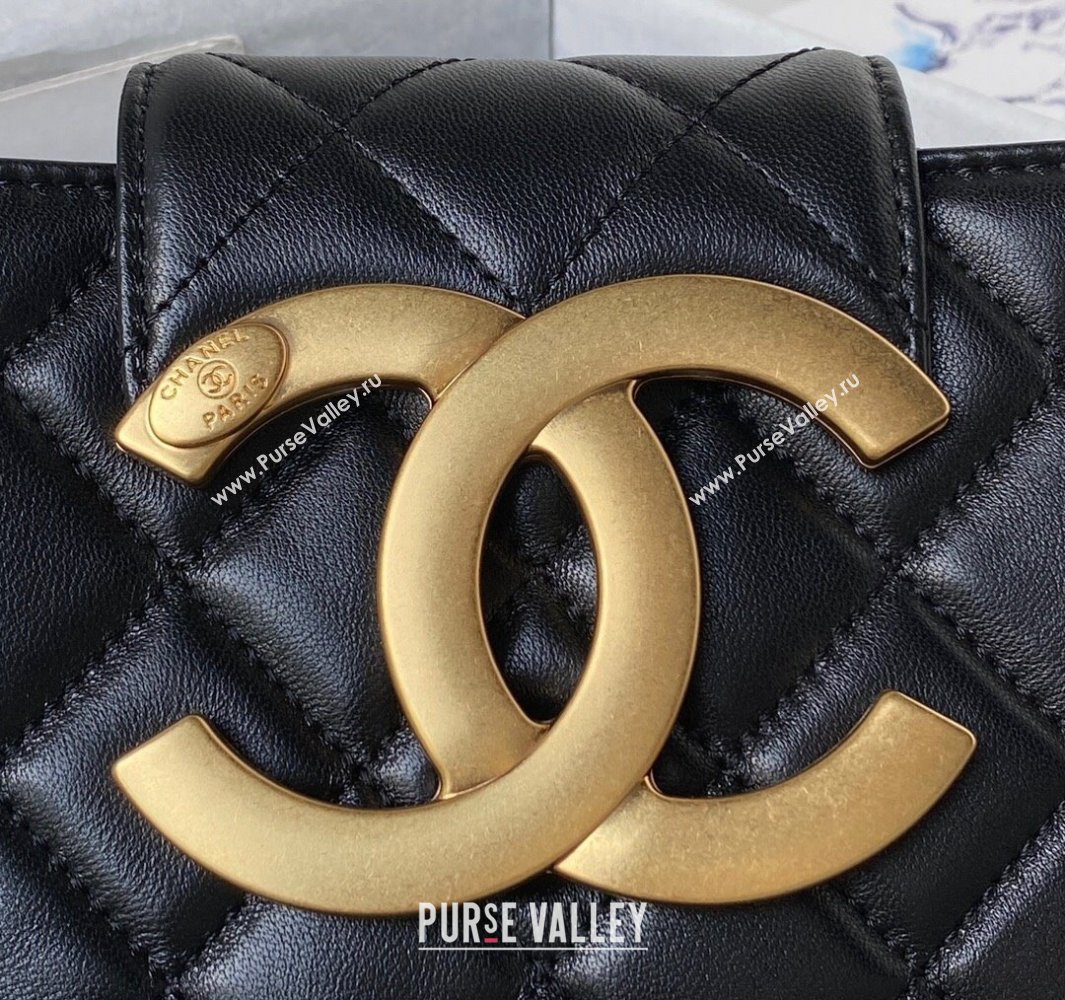 Chanel Lambskin Gold-Tone Metal Shopping Bag AS4596 Black 2024 (jiyuan-23112213)