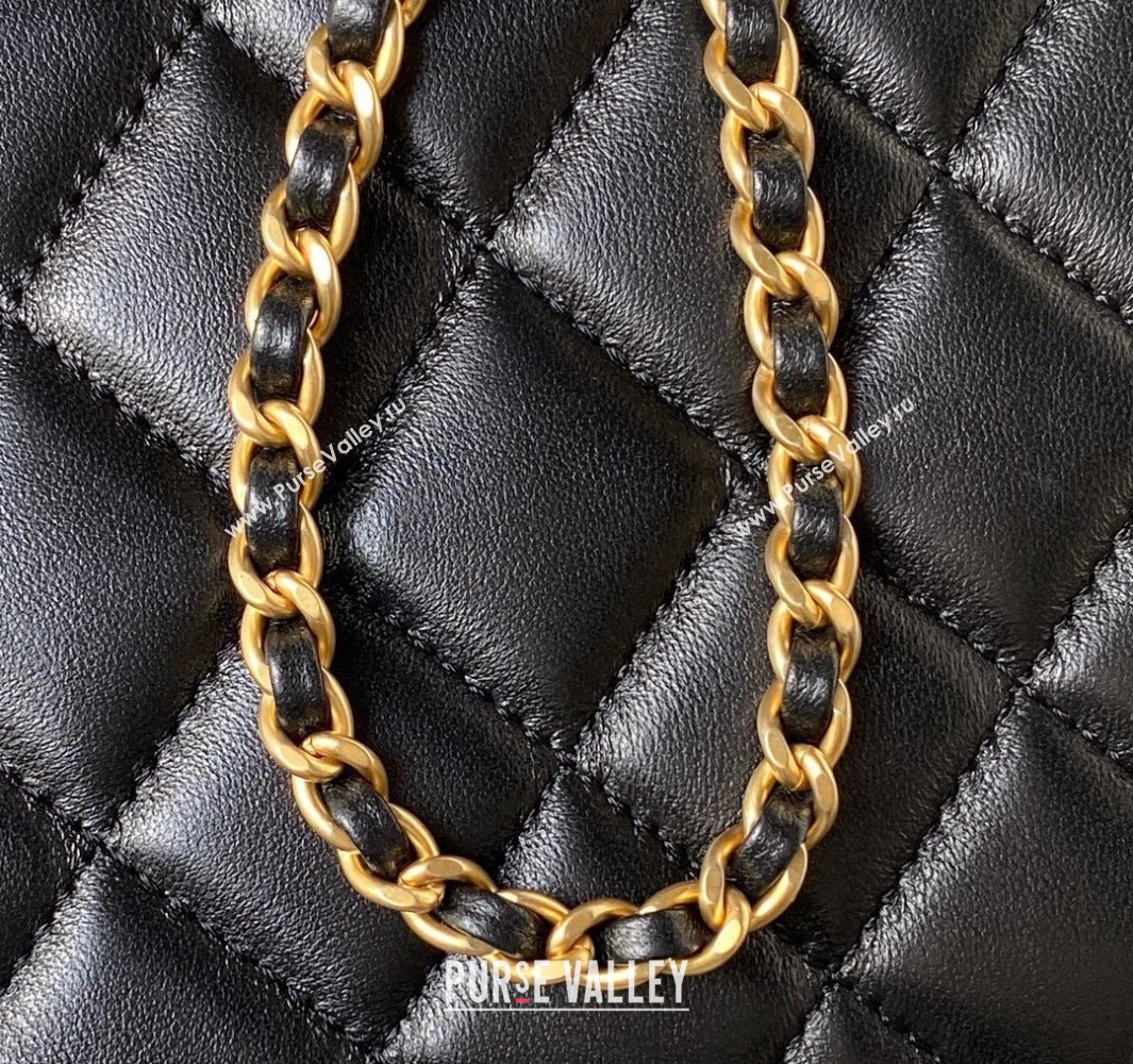 Chanel Lambskin Gold-Tone Metal Shopping Bag AS4596 Black 2024 (jiyuan-23112213)
