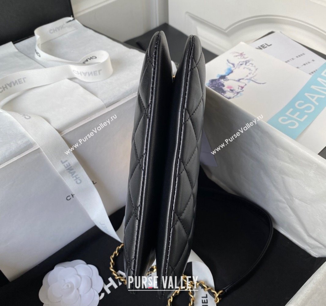 Chanel Lambskin Gold-Tone Metal Shopping Bag AS4596 Black 2024 (jiyuan-23112213)