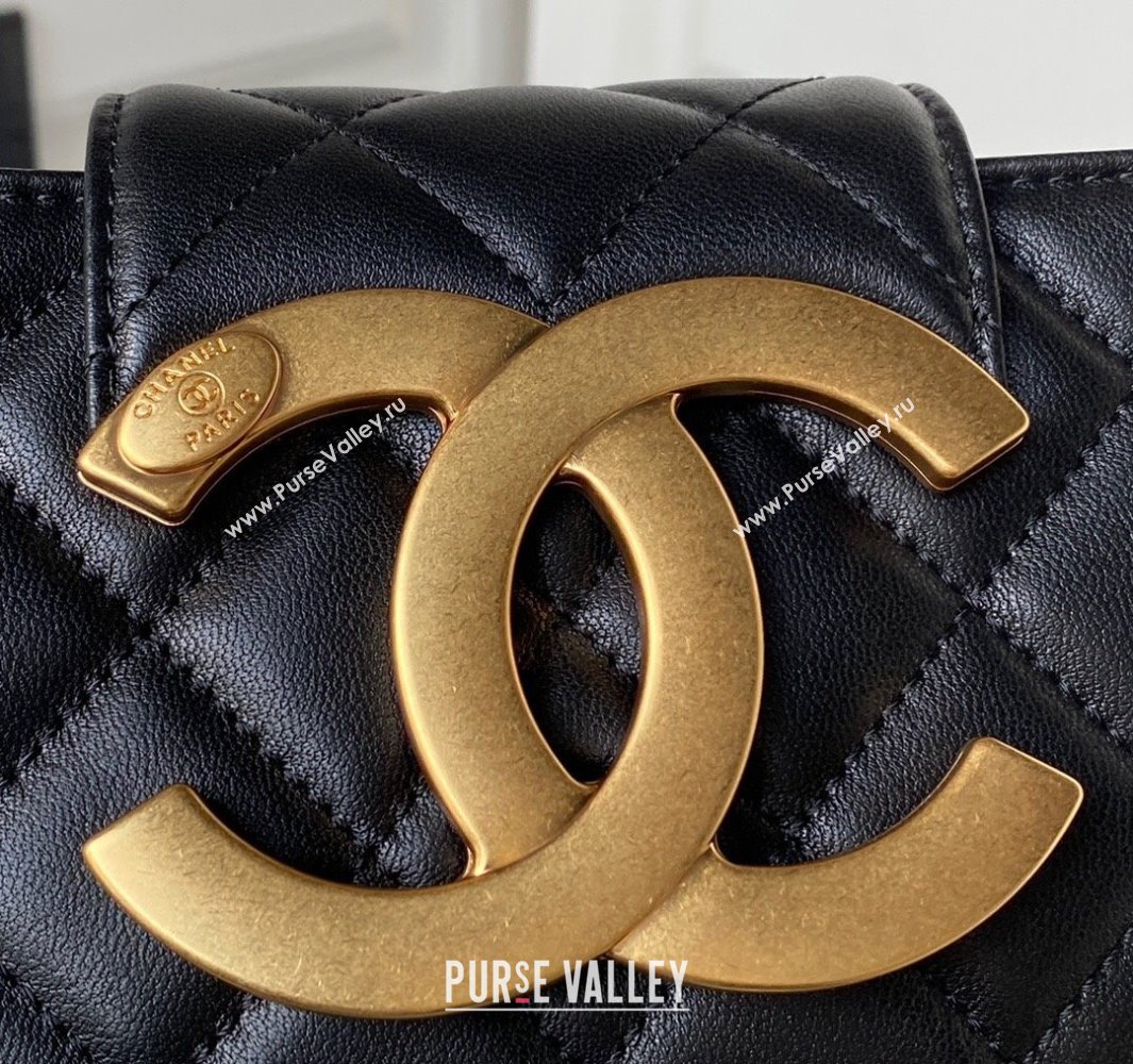 Chanel Lambskin Gold-Tone Metal Baguette Bag AS4611 Black 2024 (jiyuan-23112214)