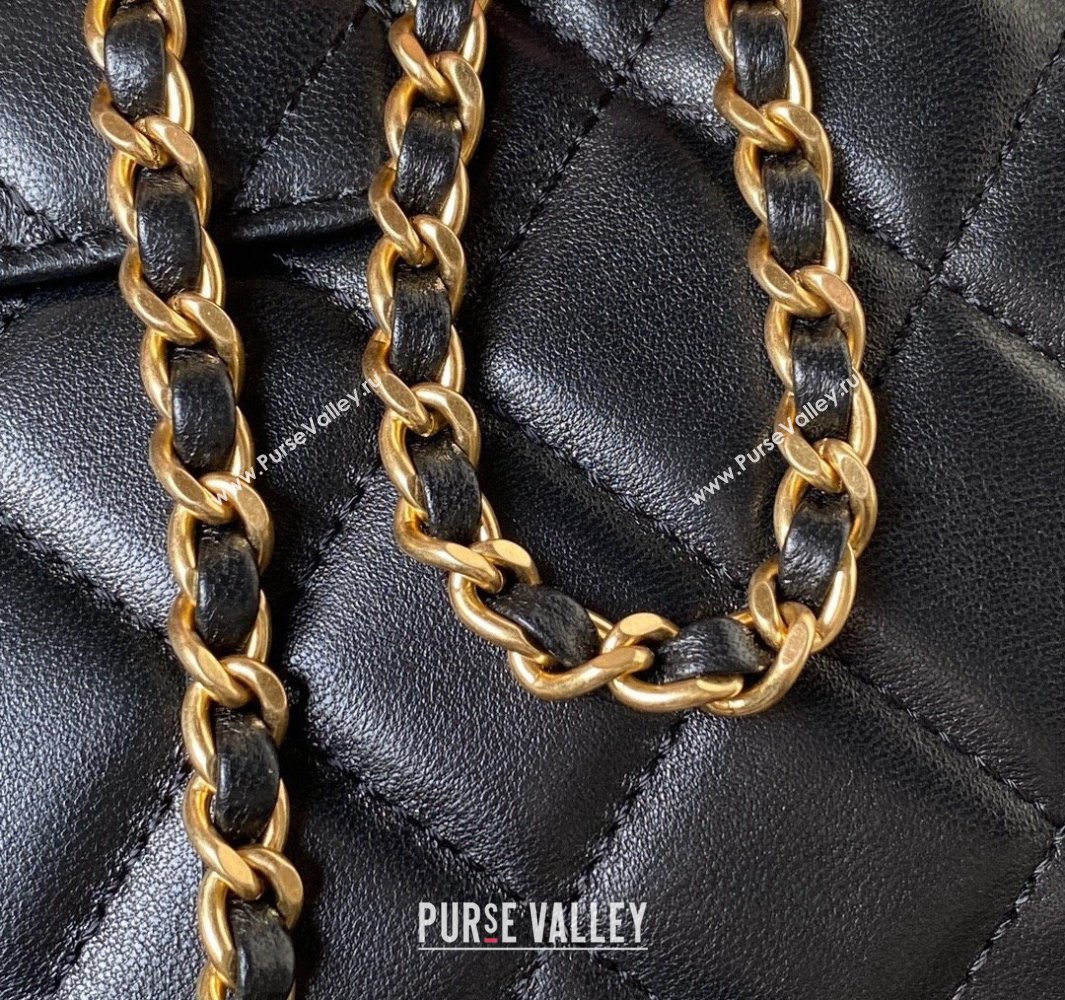 Chanel Lambskin Gold-Tone Metal Baguette Bag AS4611 Black 2024 (jiyuan-23112214)