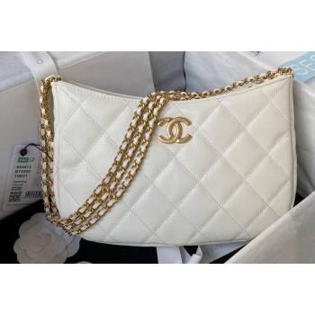 Chanel Grained Calfskin Chain Shoulder Bag AS4612 White 2024 (jiyuan-23112235)