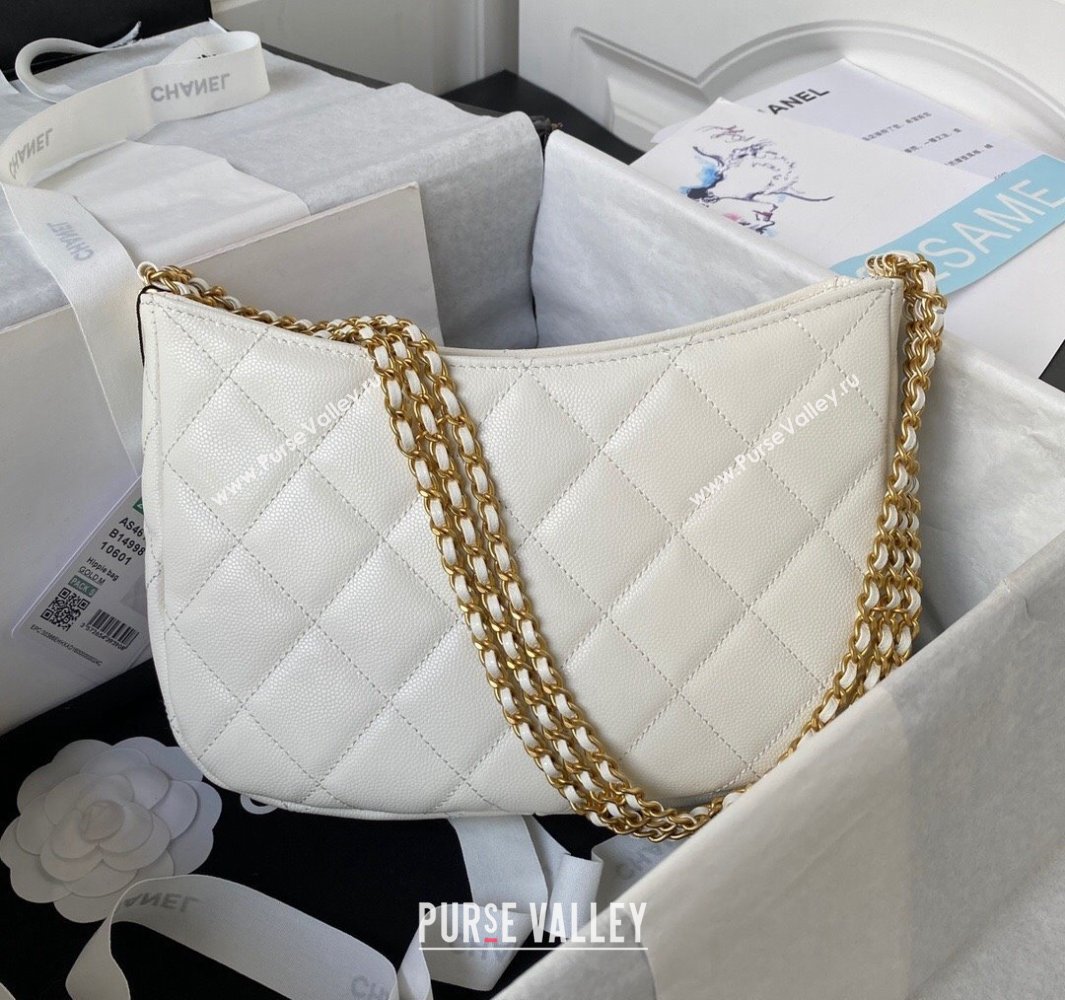 Chanel Grained Calfskin Chain Shoulder Bag AS4612 White 2024 (jiyuan-23112235)