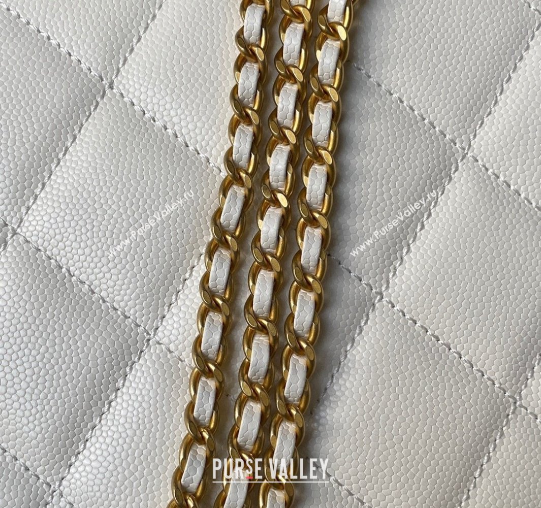 Chanel Grained Calfskin Chain Shoulder Bag AS4612 White 2024 (jiyuan-23112235)