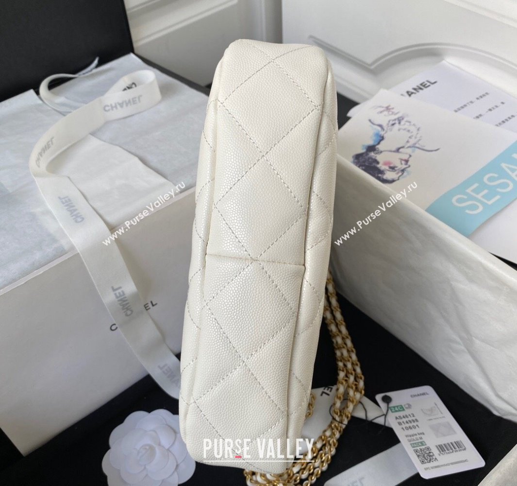 Chanel Grained Calfskin Chain Shoulder Bag AS4612 White 2024 (jiyuan-23112235)
