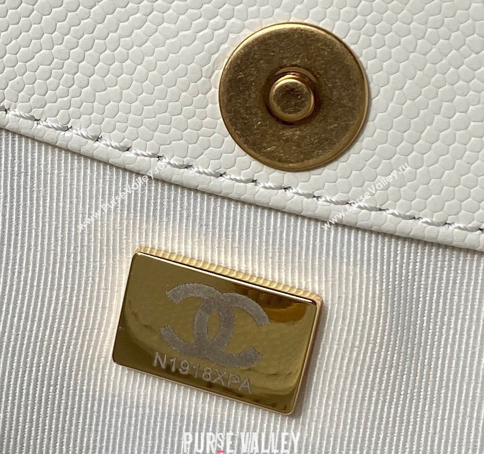 Chanel Grained Calfskin Chain Shoulder Bag AS4612 White 2024 (jiyuan-23112235)