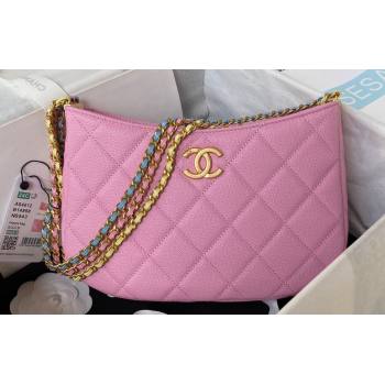 Chanel Grained Calfskin Chain Shoulder Bag AS4612 Pink 2024 (jiyuan-23112236)