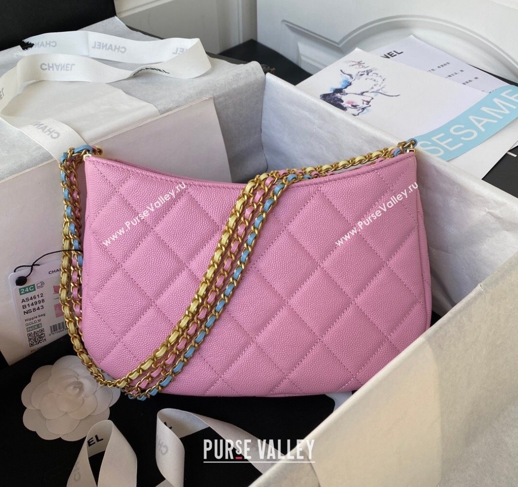 Chanel Grained Calfskin Chain Shoulder Bag AS4612 Pink 2024 (jiyuan-23112236)