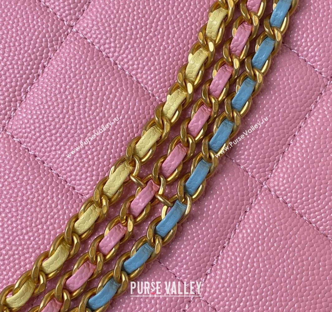 Chanel Grained Calfskin Chain Shoulder Bag AS4612 Pink 2024 (jiyuan-23112236)