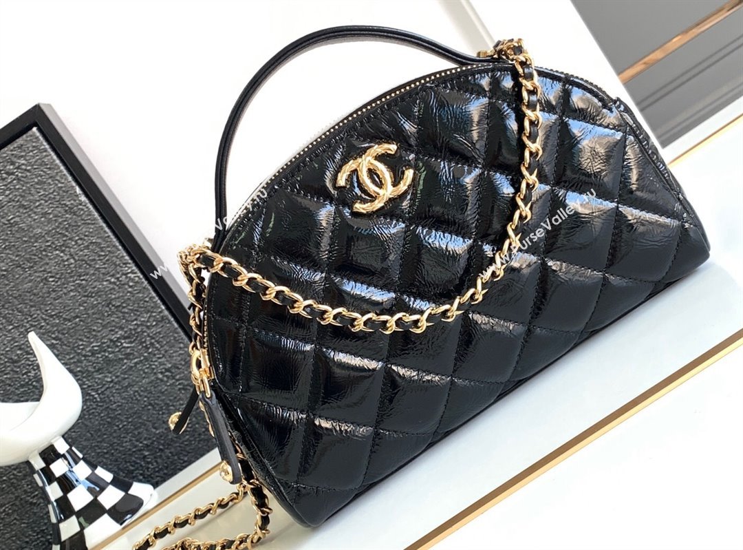 Chanel Calfskin Gold-Tone Metal Chain Bowling Bag AP3586 Black 2024 (jiyuan-23112220)