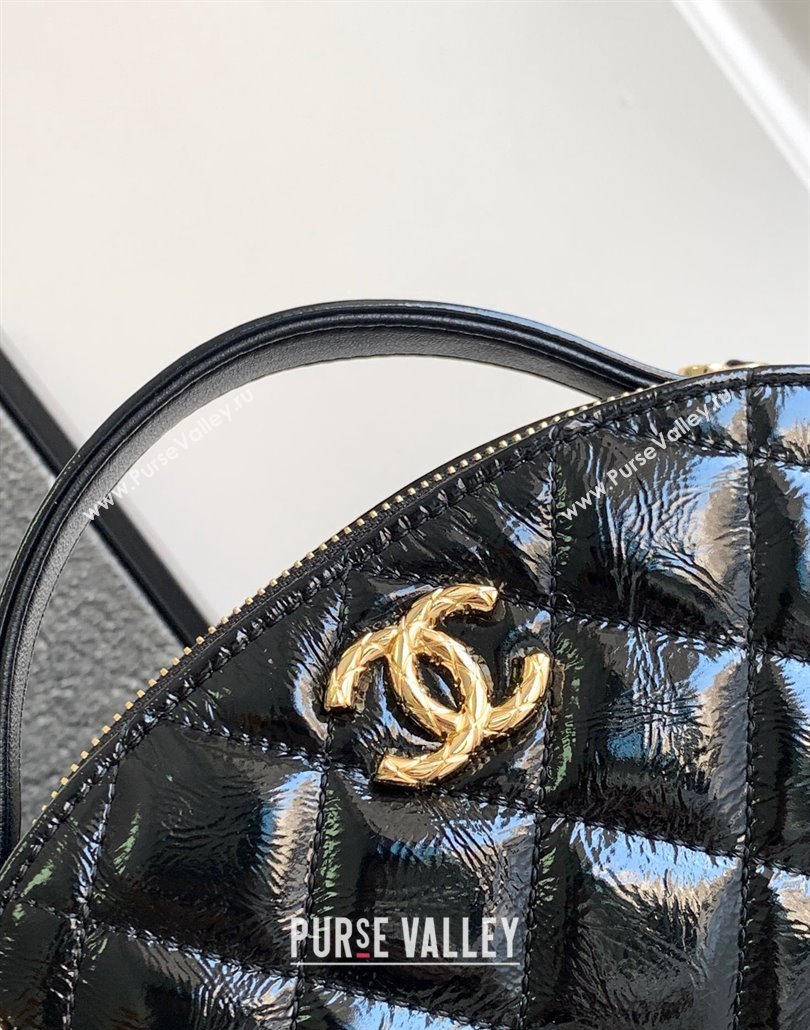 Chanel Calfskin Gold-Tone Metal Chain Bowling Bag AP3586 Black 2024 (jiyuan-23112220)