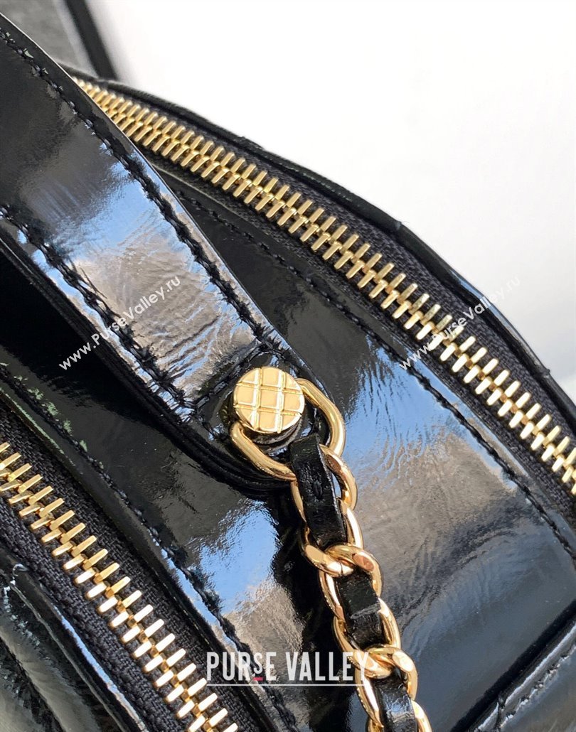 Chanel Calfskin Gold-Tone Metal Chain Bowling Bag AP3586 Black 2024 (jiyuan-23112220)