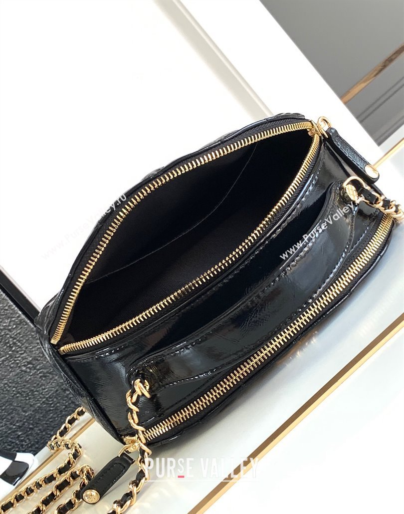 Chanel Calfskin Gold-Tone Metal Chain Bowling Bag AP3586 Black 2024 (jiyuan-23112220)