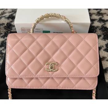 Chanel Small Flap Bag with Flower Top Handle A96033 Pink 2024 (jiyuan-23112206)