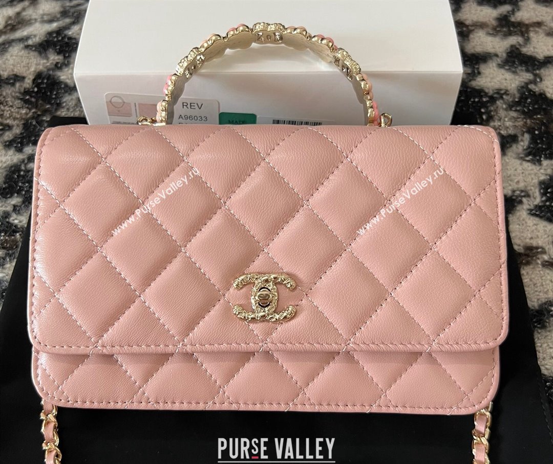 Chanel Small Flap Bag with Flower Top Handle A96033 Pink 2024 (jiyuan-23112206)