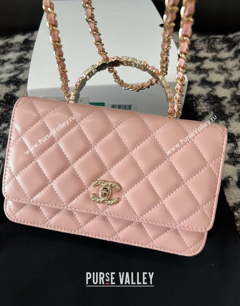 Chanel Small Flap Bag with Flower Top Handle A96033 Pink 2024 (jiyuan-23112206)