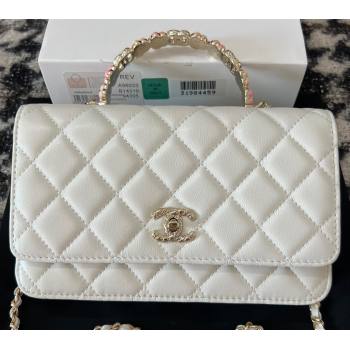 Chanel Small Flap Bag with Flower Top Handle A96033 White 2024 (jiyuan-23112205)