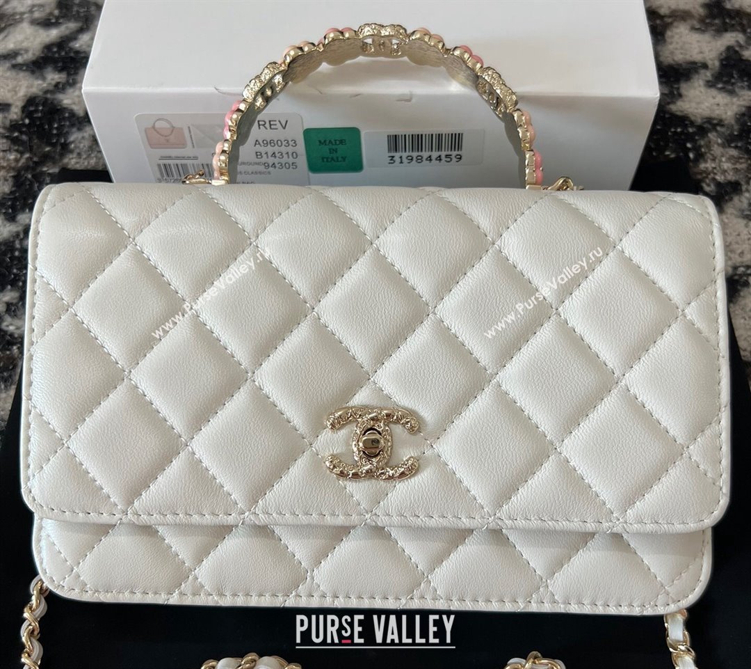 Chanel Small Flap Bag with Flower Top Handle A96033 White 2024 (jiyuan-23112205)