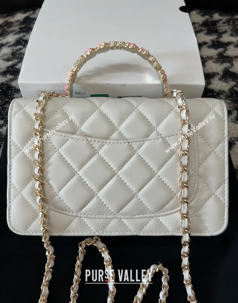 Chanel Small Flap Bag with Flower Top Handle A96033 White 2024 (jiyuan-23112205)