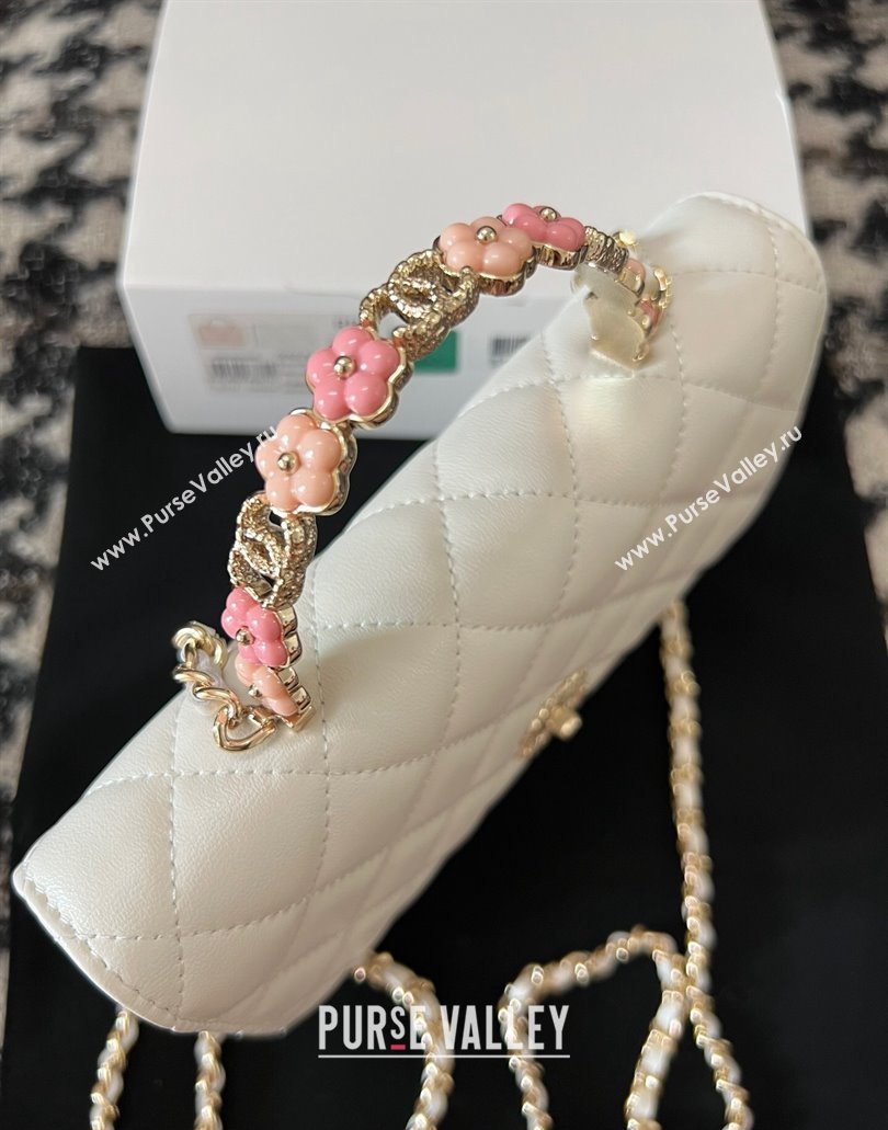 Chanel Small Flap Bag with Flower Top Handle A96033 White 2024 (jiyuan-23112205)