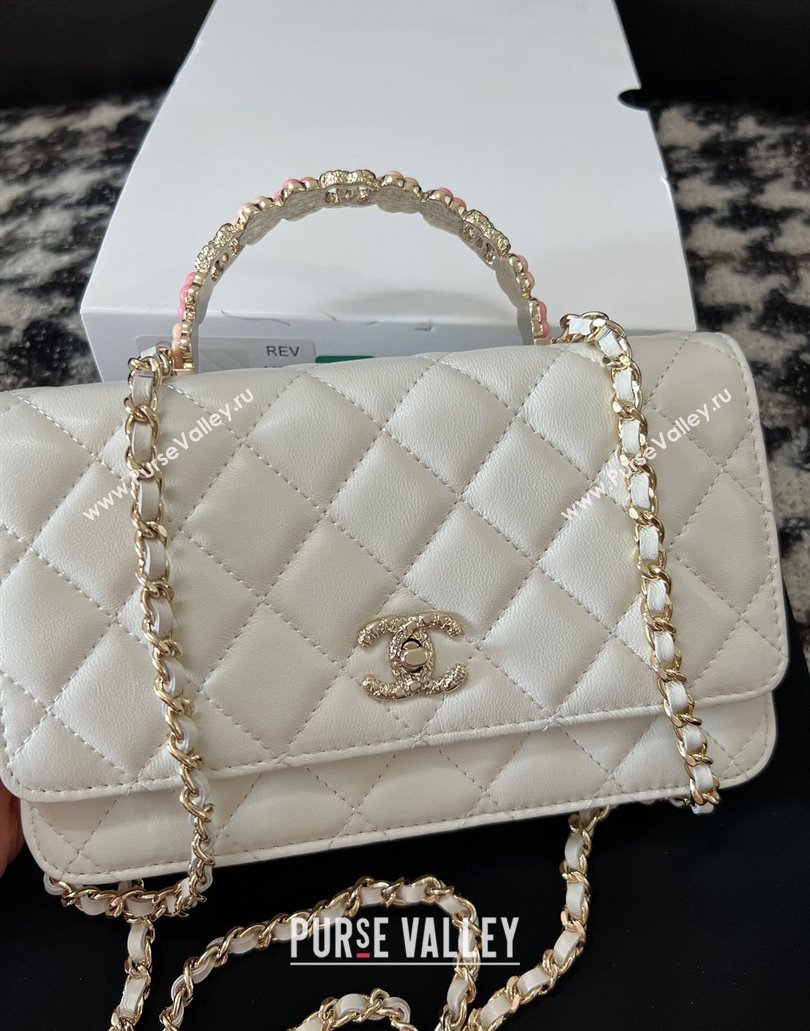 Chanel Small Flap Bag with Flower Top Handle A96033 White 2024 (jiyuan-23112205)