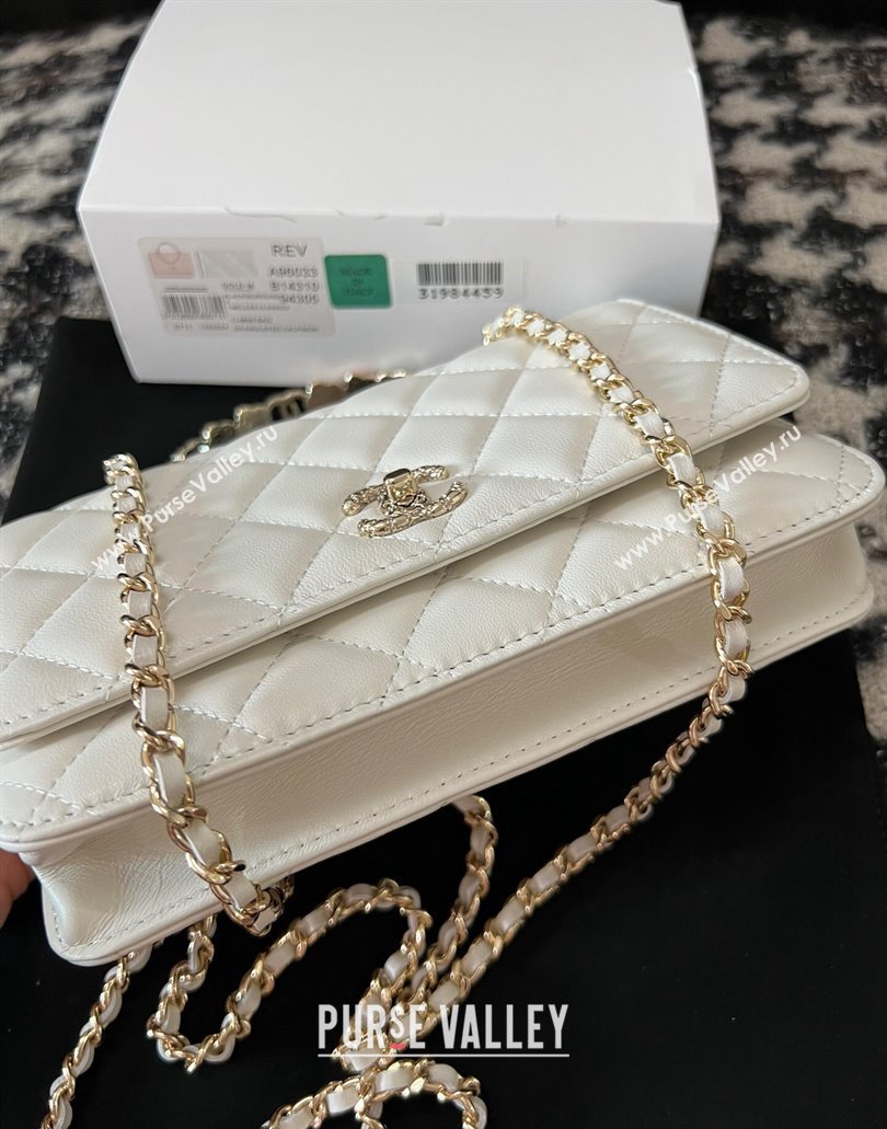 Chanel Small Flap Bag with Flower Top Handle A96033 White 2024 (jiyuan-23112205)