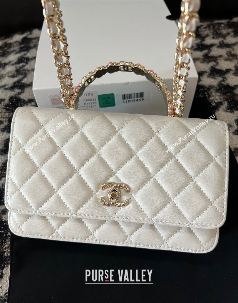 Chanel Small Flap Bag with Flower Top Handle A96033 White 2024 (jiyuan-23112205)