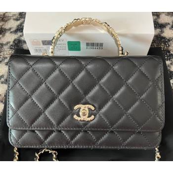 Chanel Small Flap Bag with Flower Top Handle A96033 Black 2024 (jiyuan-23112204)