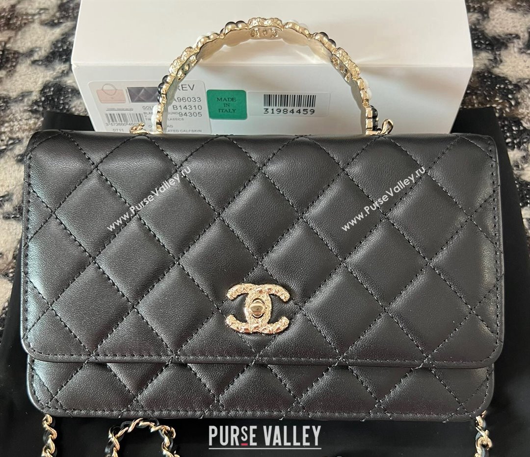 Chanel Small Flap Bag with Flower Top Handle A96033 Black 2024 (jiyuan-23112204)
