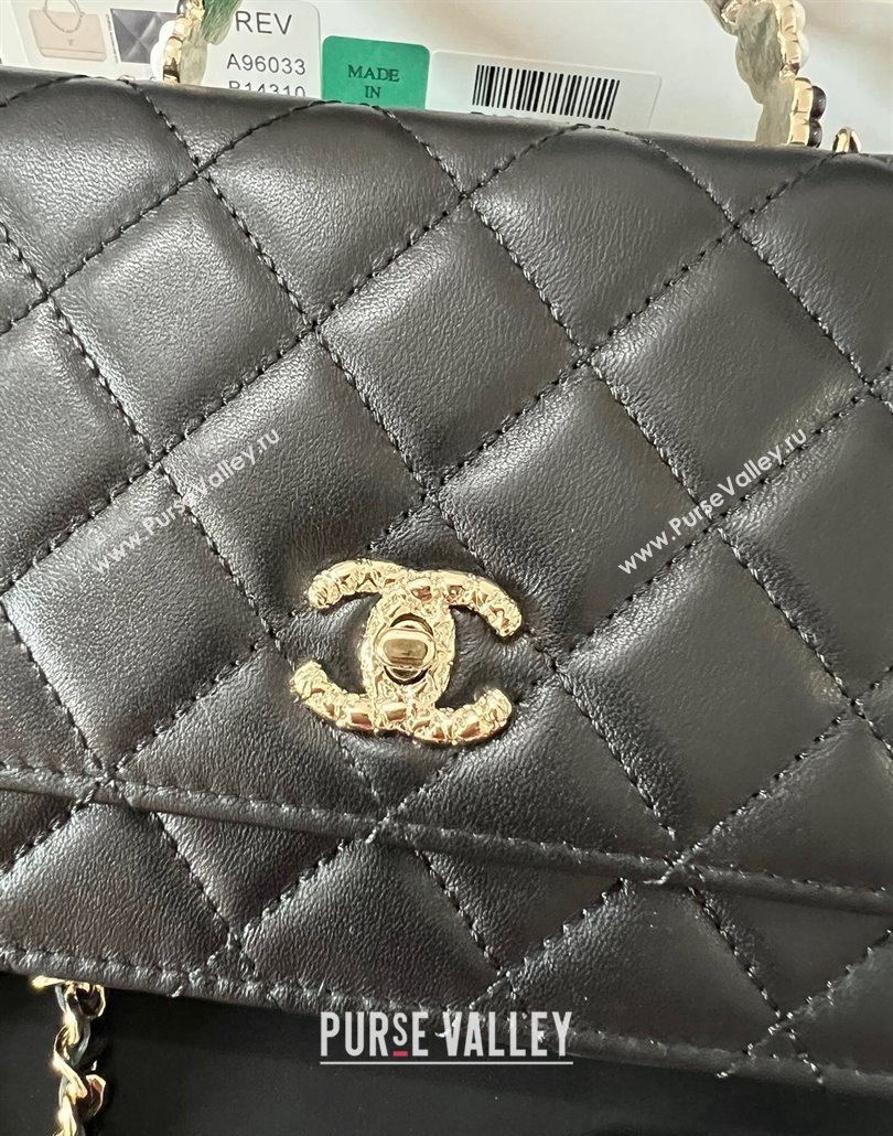 Chanel Small Flap Bag with Flower Top Handle A96033 Black 2024 (jiyuan-23112204)