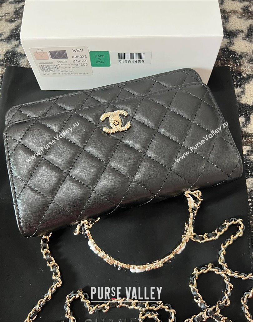 Chanel Small Flap Bag with Flower Top Handle A96033 Black 2024 (jiyuan-23112204)