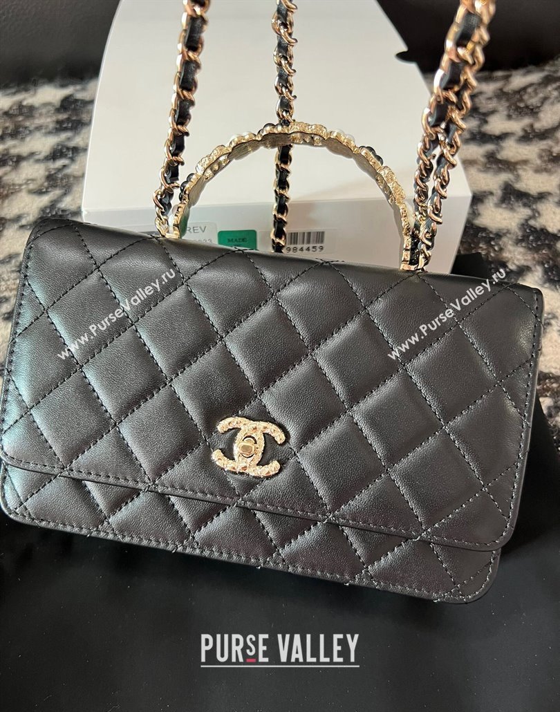 Chanel Small Flap Bag with Flower Top Handle A96033 Black 2024 (jiyuan-23112204)