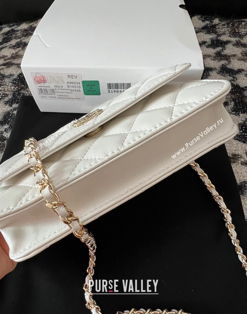 Chanel Mini Flap Bag with Flower Top Handle A96034 White 2024 (jiyuan-23112208)