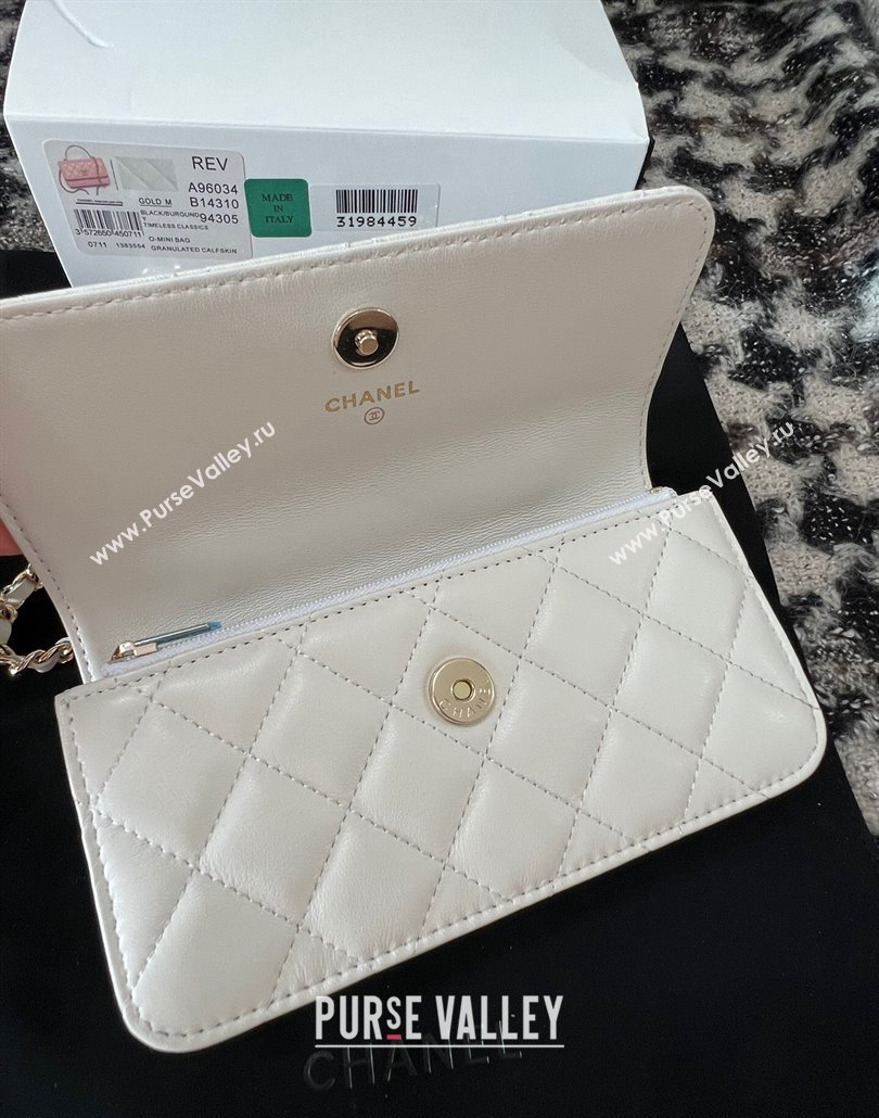 Chanel Mini Flap Bag with Flower Top Handle A96034 White 2024 (jiyuan-23112208)