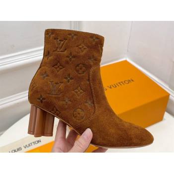 Louis Vuitton Heel 5.5cm Silhouette Ankle Boots in Suede calf leather Brown 2024 (modeng-23112411)