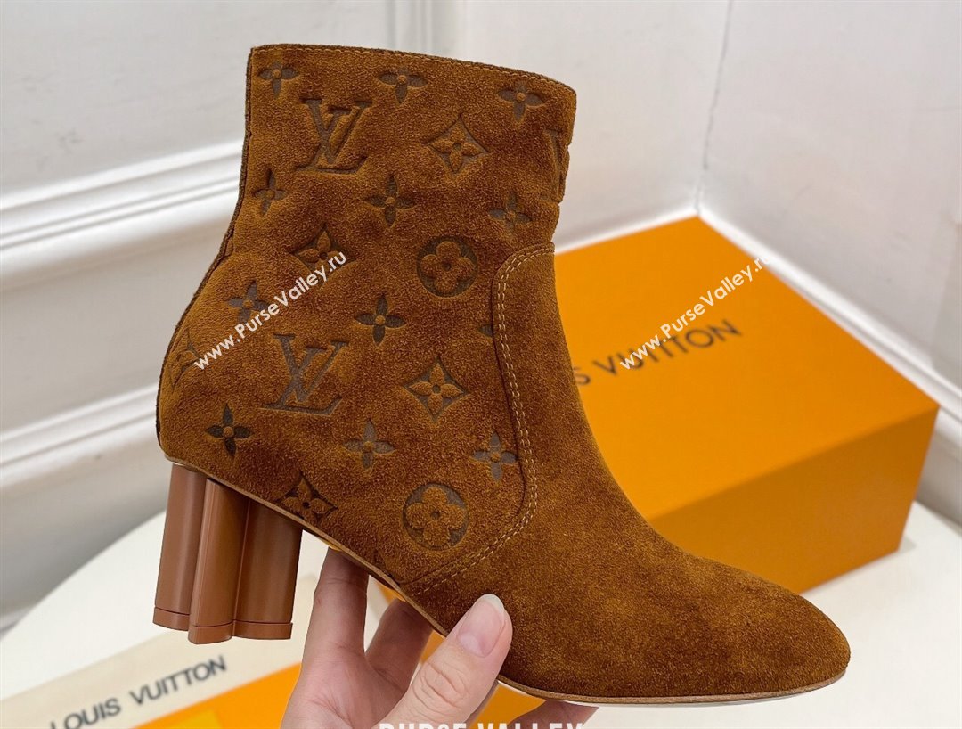 Louis Vuitton Heel 5.5cm Silhouette Ankle Boots in Suede calf leather Brown 2024 (modeng-23112411)