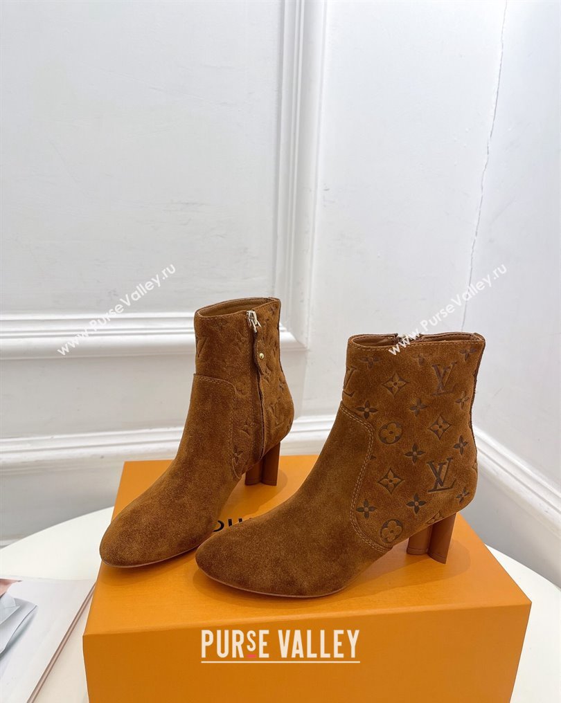 Louis Vuitton Heel 5.5cm Silhouette Ankle Boots in Suede calf leather Brown 2024 (modeng-23112411)