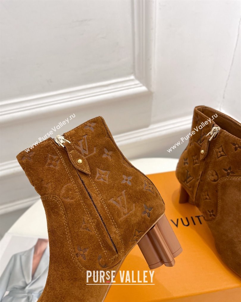 Louis Vuitton Heel 5.5cm Silhouette Ankle Boots in Suede calf leather Brown 2024 (modeng-23112411)
