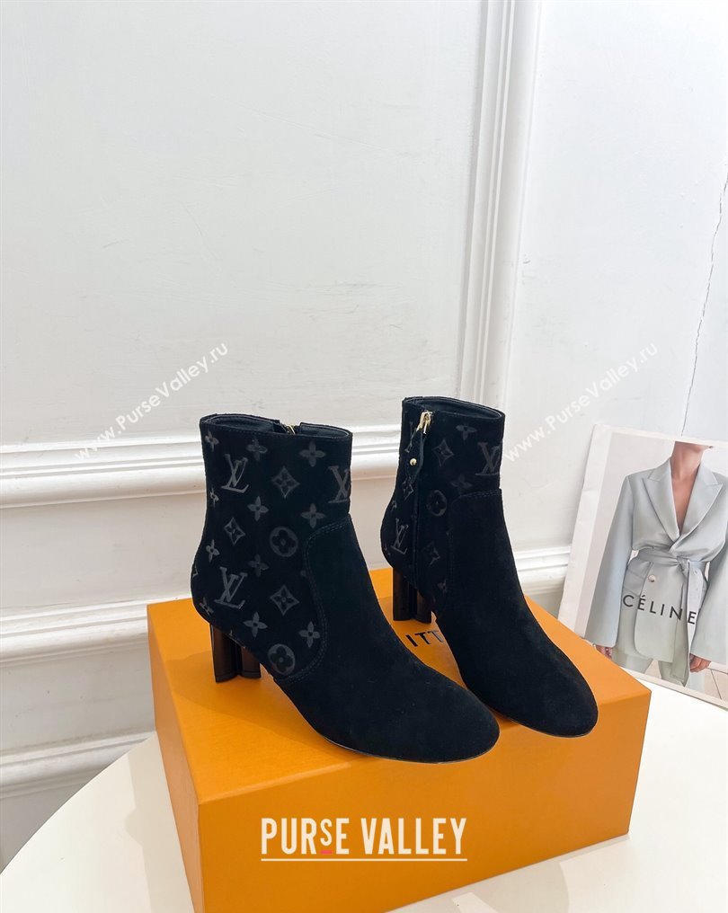 Louis Vuitton Heel 5.5cm Silhouette Ankle Boots in Suede calf leather Black 2024 (modeng-23112410)