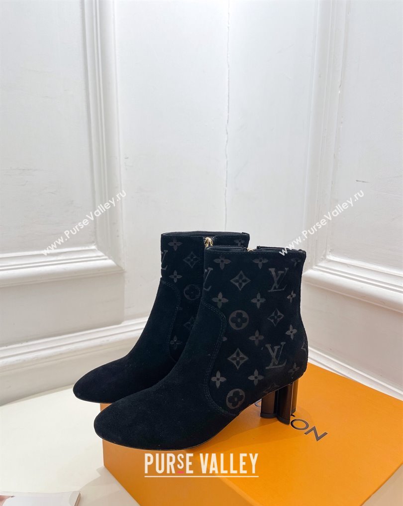 Louis Vuitton Heel 5.5cm Silhouette Ankle Boots in Suede calf leather Black 2024 (modeng-23112410)