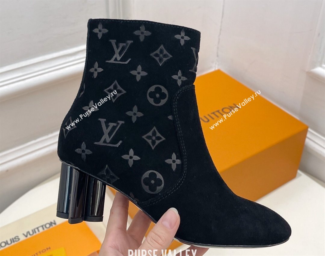 Louis Vuitton Heel 5.5cm Silhouette Ankle Boots in Suede calf leather Black 2024 (modeng-23112410)