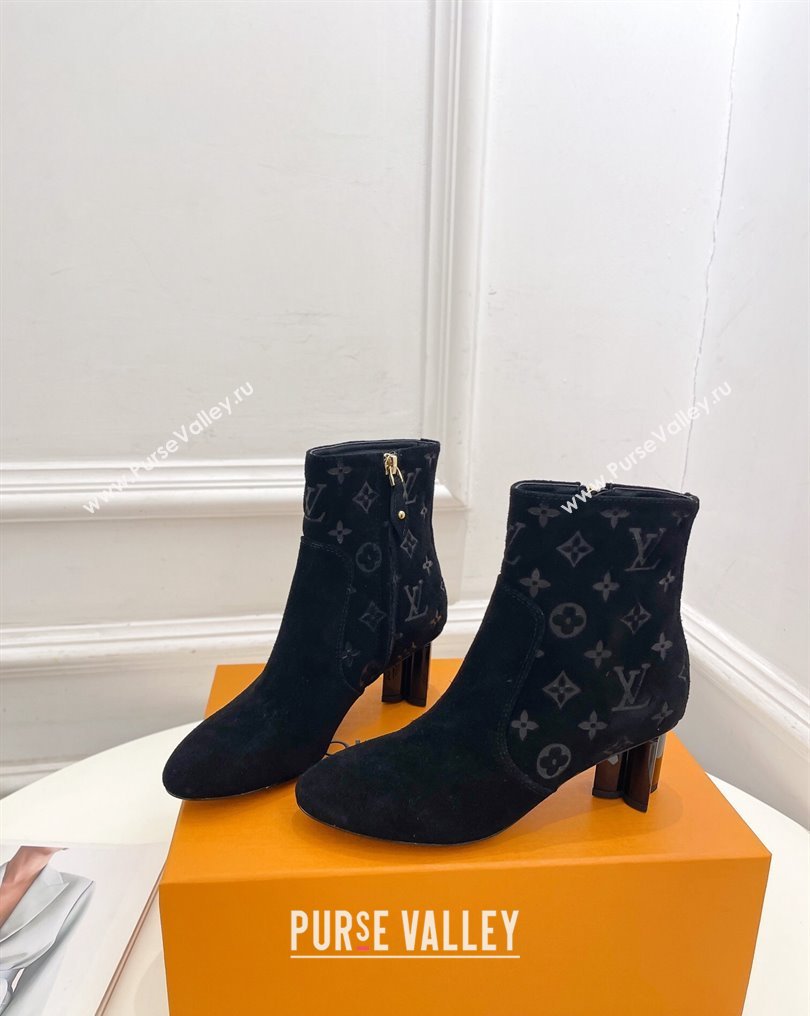 Louis Vuitton Heel 5.5cm Silhouette Ankle Boots in Suede calf leather Black 2024 (modeng-23112410)