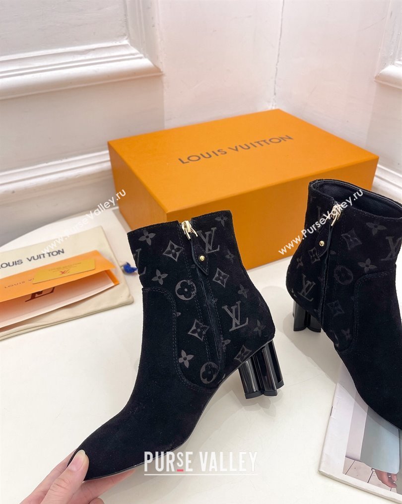 Louis Vuitton Heel 5.5cm Silhouette Ankle Boots in Suede calf leather Black 2024 (modeng-23112410)